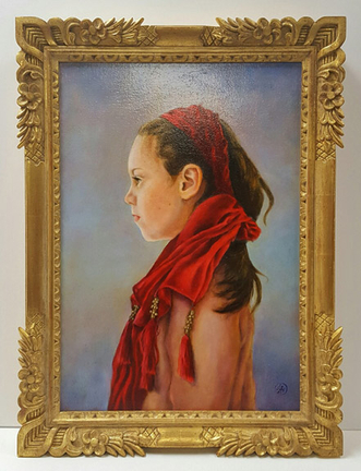 Closed corner, hand carved, 22K gold leaf frame on oil